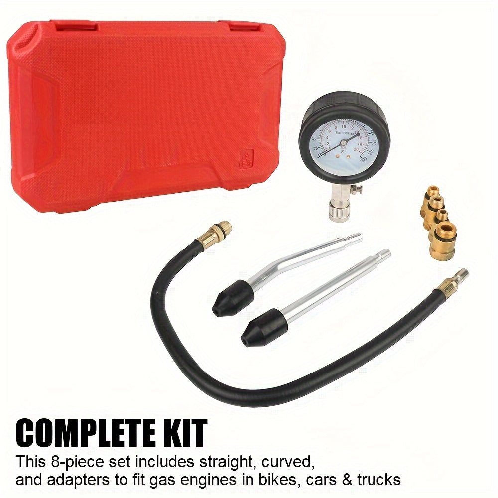 Automotive Cylinder Tester Kit with Compression Meter and Pressure Gauge.