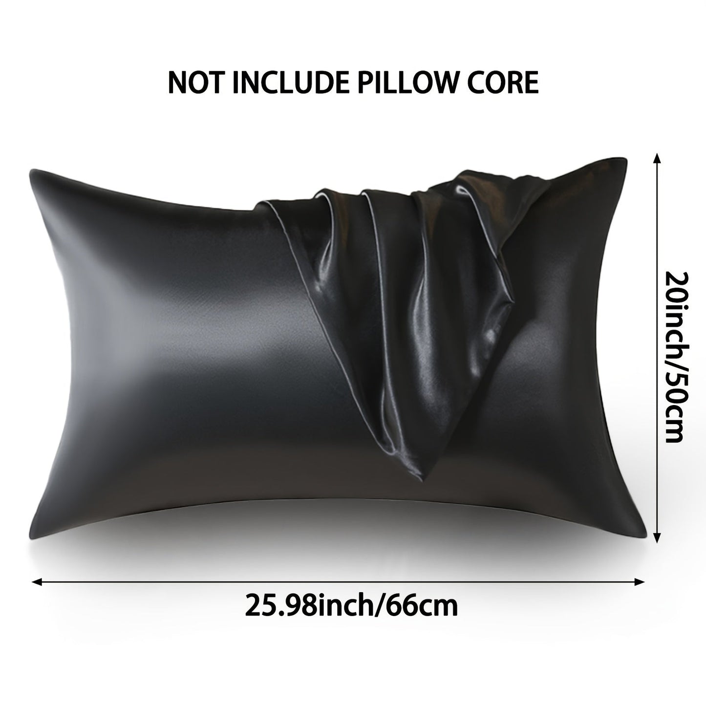 Two pieces of luxurious satin pillow covers measuring 50.8x66.04cm. These covers are silky soft, breathable, and skin-friendly with an envelope closure. They are machine washable and come in assorted colors (inserts not included).