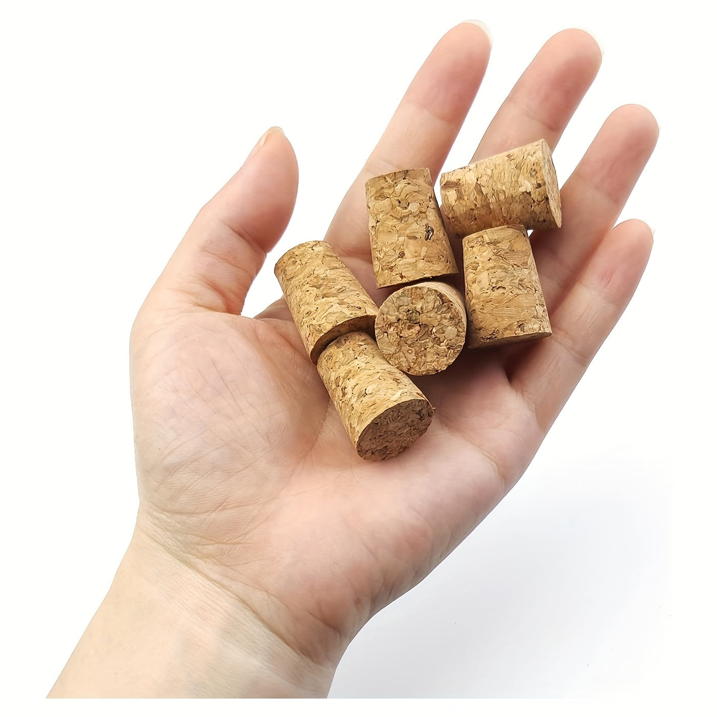 Fifty premium tapered cork plugs for wine and beer bottles, ideal for bar, home, or restaurant crafts projects.