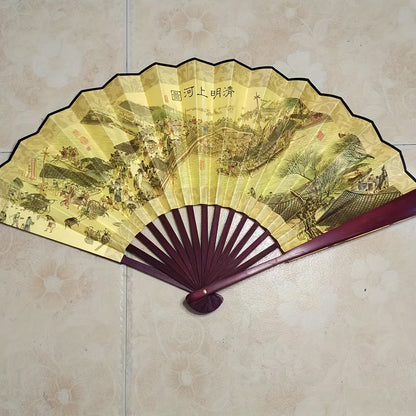 Beautiful 10-inch Bamboo Folding Fan featuring a Dual-Sided Silk Design - Inspired by Traditional Chinese Style, Ideal for Women's Fashion Accessory, Generous Size, Luxurious Silk Material