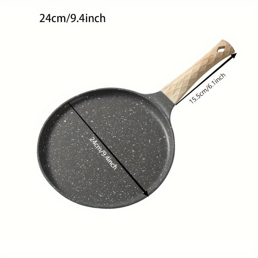 10-Inch Nonstick Crepe Pan with Swiss Granite Coating, Aluminum Pancake Skillet, Includes Stay-Cool Handle, Compatible with Induction Cooktops, Free of PFOA