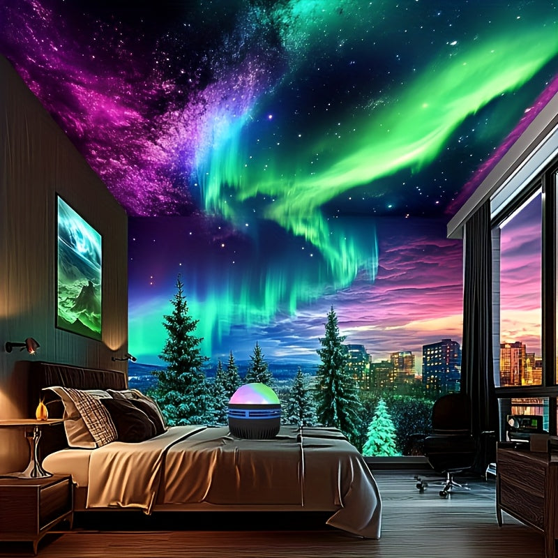 Northern Lights projection night light - black plastic novelty toy for bedroom décor.