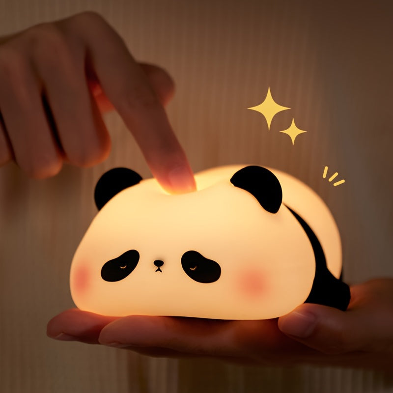 YETHKE Cute Panda Night Light: Touch control, USB rechargeable, adjustable brightness, modern design - perfect for bedroom decor.