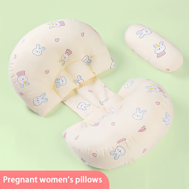 SoftTouch U-Shaped Pregnancy Pillow with Adjustable Full Body Support. Ideal for Side Sleeping and provides Multi-Functional Relief for Back, Waist, Abdomen, and Legs. Features a Detachable and Washable Polyester Fiber Breastfeeding Pillow.