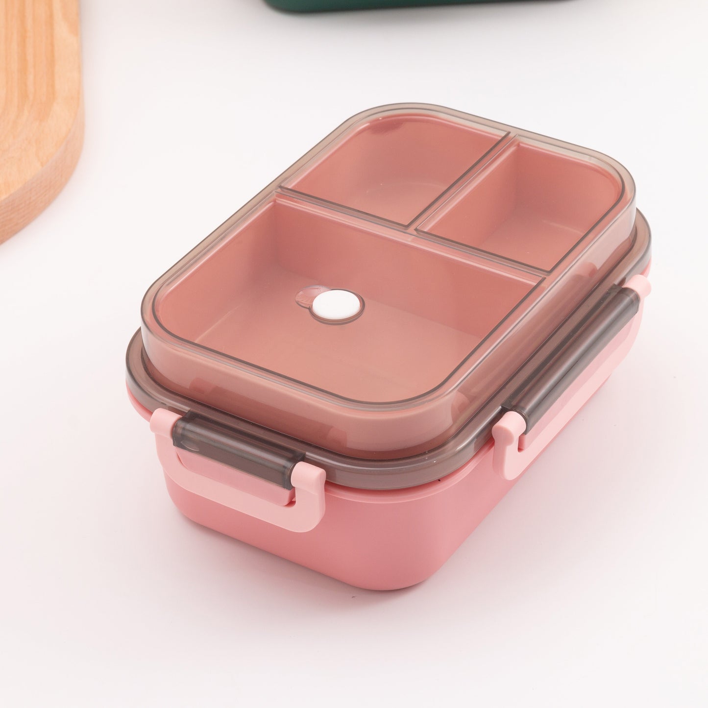 Premium high quality lunch box made from food grade PP material with two compartments, suitable for students and portable use. This bento box has a large capacity and is microwaveable for convenient heating. It is multi-functional and can be used for