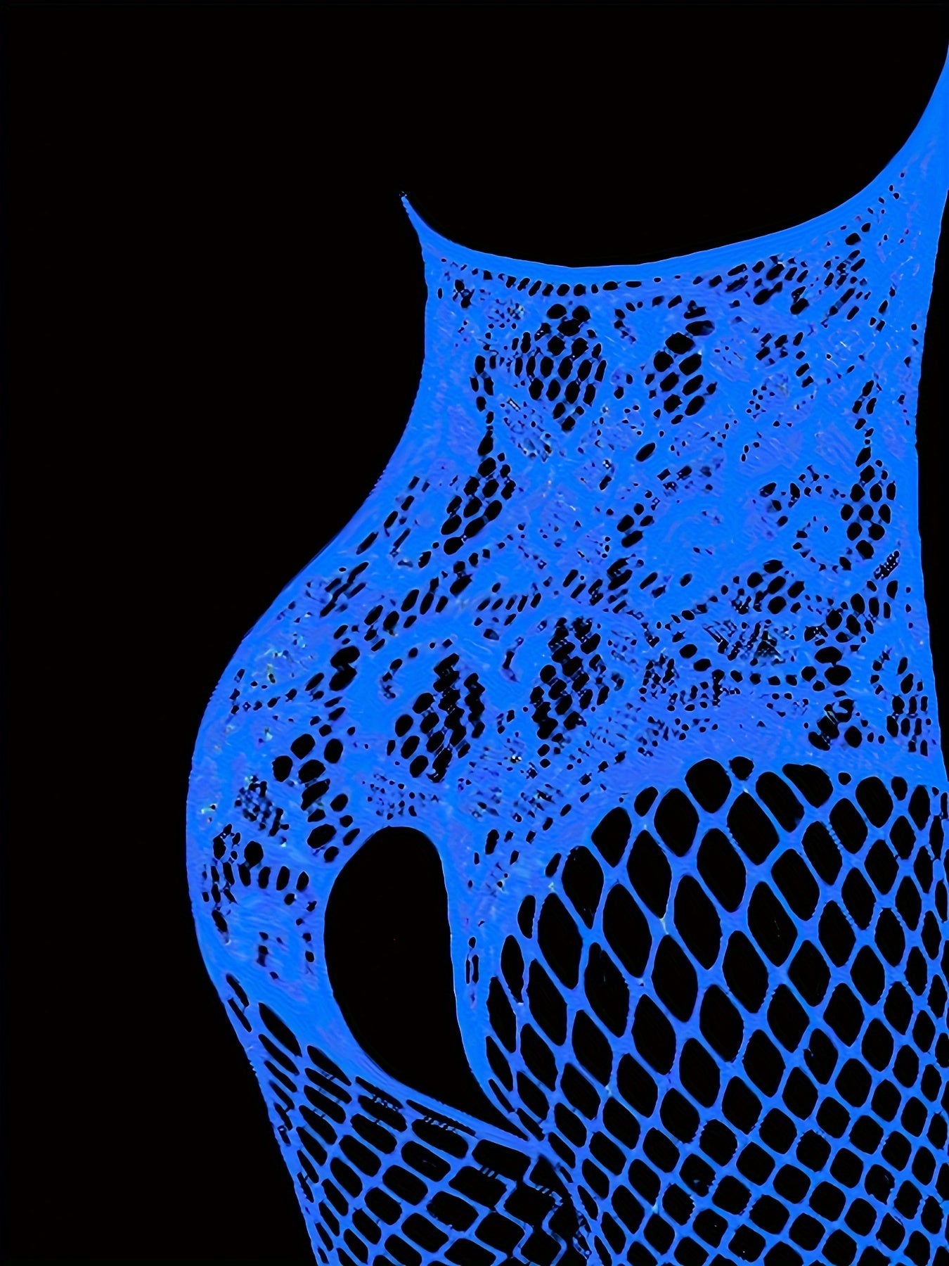 Neon glow-in-the-dark fishnet bodystocking for women, perfect for Y2K clubwear.