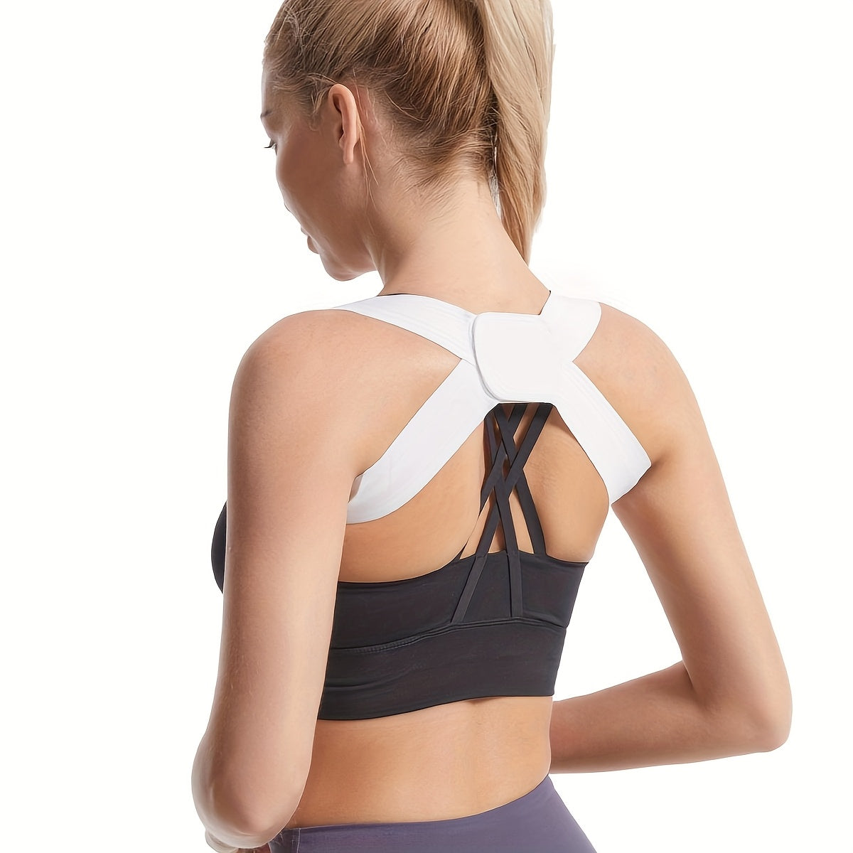 Adult invisible posture improvement support strap with adjustable back posture trainer and shoulder back brace for posture support.