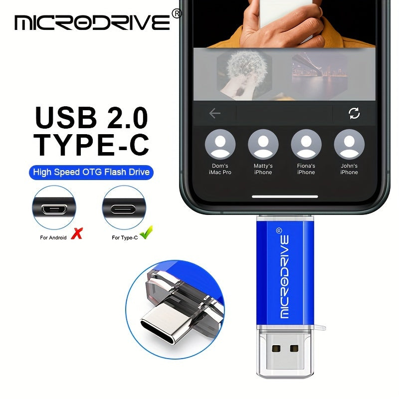 High-speed USB Type-C Microdrive available in 32GB, 64GB, and 128GB sizes.