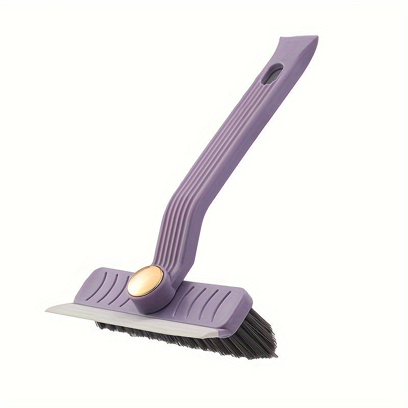 Multifunctional rotating gap brush suitable for 360° ceramic tile cleaning. This 4-in-1 bathroom floor scraper features a reusable plastic handle and is perfect for use in the living room, bedroom, bathroom, and kitchen. No power required for operation.