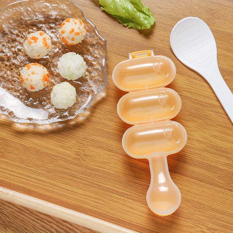 Polypropylene Triple Section Spherical Mold for Crafting Sushi, Rice Balls, and Meatballs - Convenient Food Shaping Tool for All Ages, Easy to Use