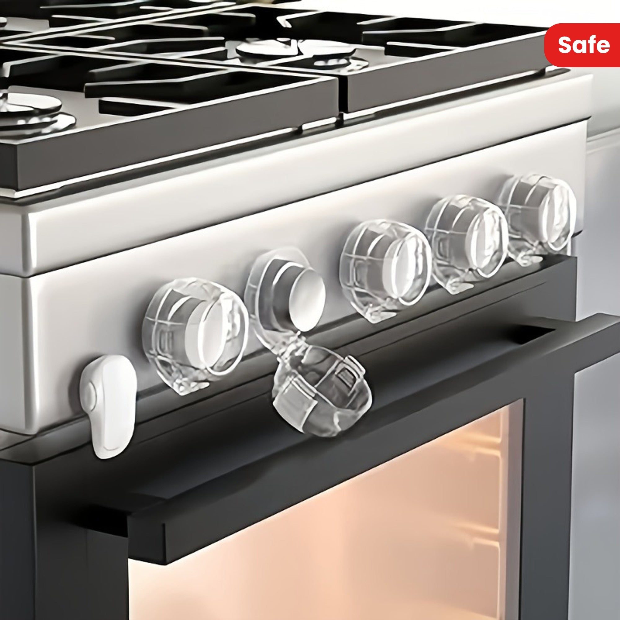 Improved Stove Knob Covers with Enhanced Buckle Design - Fits All, Gas Oven Knob Protectors Ensure Safety Without Need for Electricity