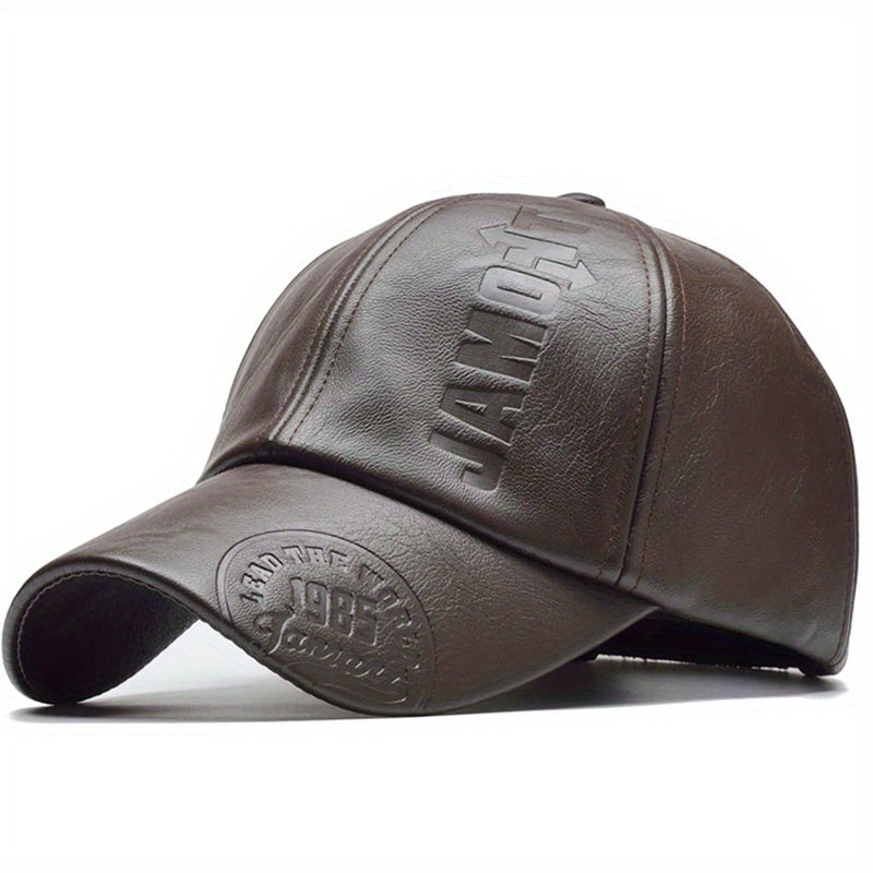 British PU leather baseball cap for men, adjustable and breathable. Perfect for all seasons and makes a great Christmas gift.