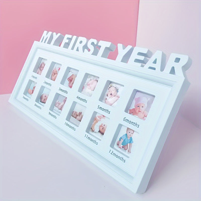 This Growth Photo Frame is perfect for your little one's first year! Made from durable polyvinyl chloride material, it features a single frame design with a 12 month milestone display for both wall and tabletop decor. Ideal for children ages 14 and up.