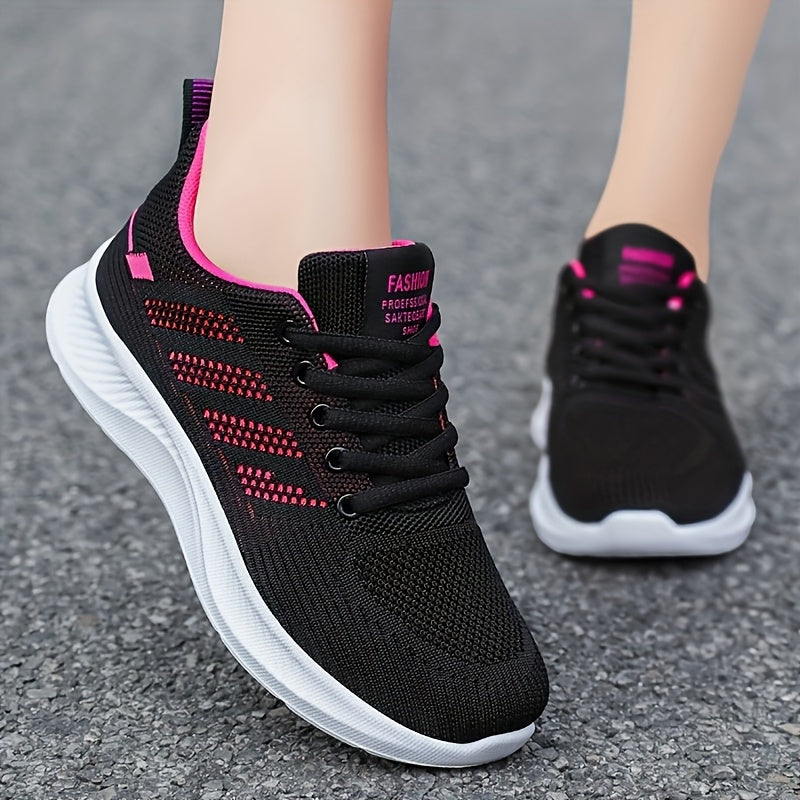 Women's breathable running sneakers with lightweight design, lace-up closure, comfortable fabric, PVC sole, and round toe for outdoor training.