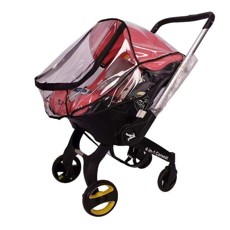 Protect your baby from rain, wind, snow, and dust with our Baby Stroller Rain Cover. Made of waterproof, breathable EVA material, this cover features a U-shaped zipper door for quick access and side ventilation for added comfort. Suitable for all four