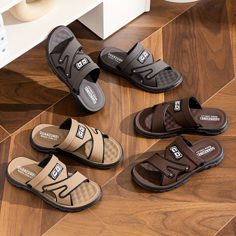 Casual men's sandals for summer outdoor wear with alphabet design and dual-purpose function.