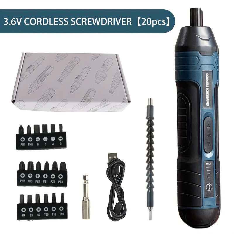 3.6V cordless lithium screwdriver with 4 torque settings.