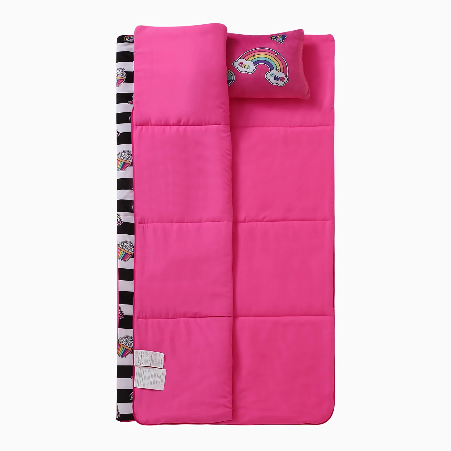 1 set of autumn and winter children's sleeping bag with thick fleece, anti-kicking quilt, and zipper, includes 1 sleeping bag and 1 pillow.