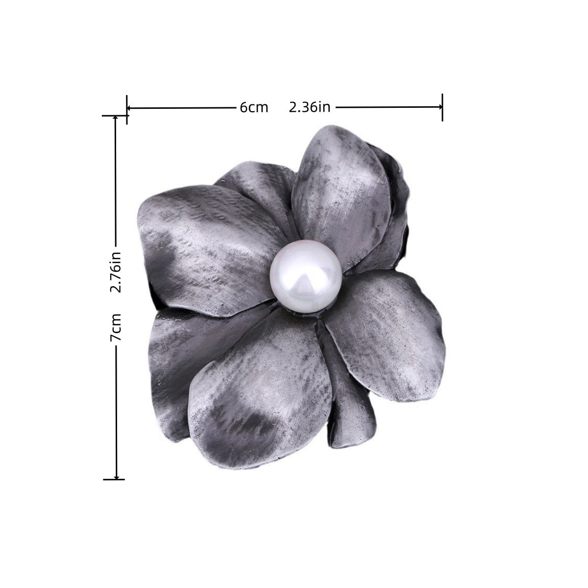 Vintage Alloy Flower Pin with Faux Pearl - Elegant Four-Leaf Clover Brooch for Dresses, Sweaters & Coats