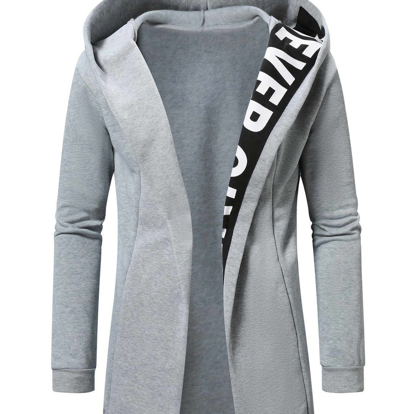 Men's hooded cardigan sweater jacket, made of 95% polyester and 5% elastane with slight stretch knit fabric in a solid color. Regular fit for spring/fall, weighing 220g/m².