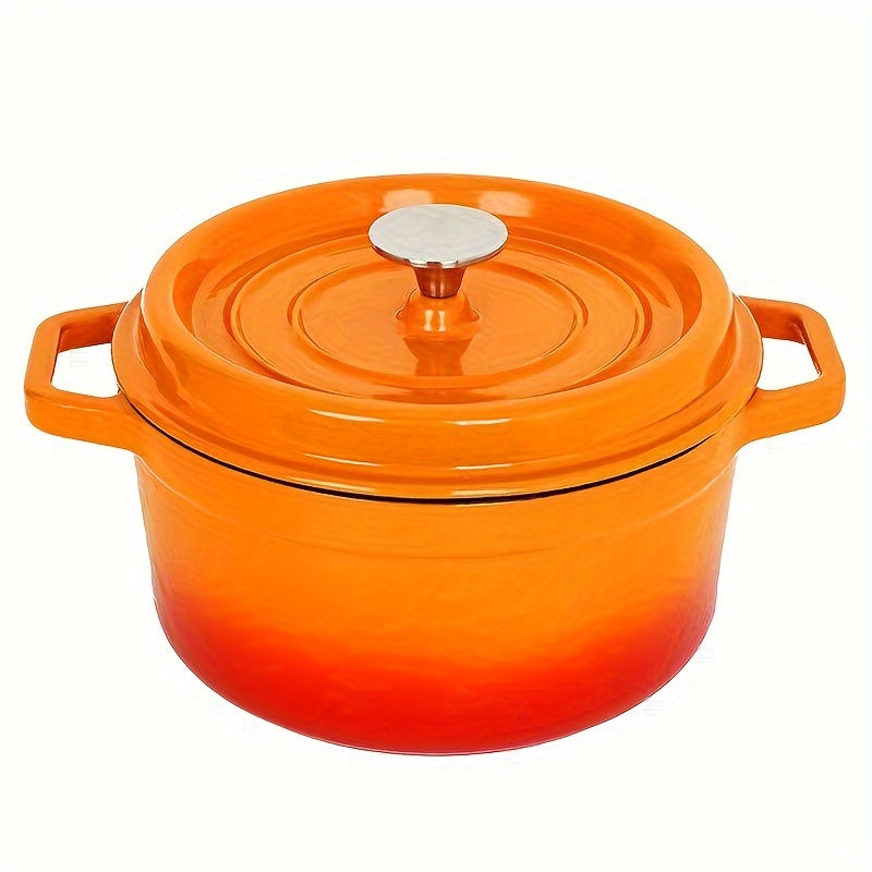 Versatile Enamel-Coated Cast Iron Dutch Oven Braiser with Lid - Non-Stick Pot for Induction and Gas Stoves