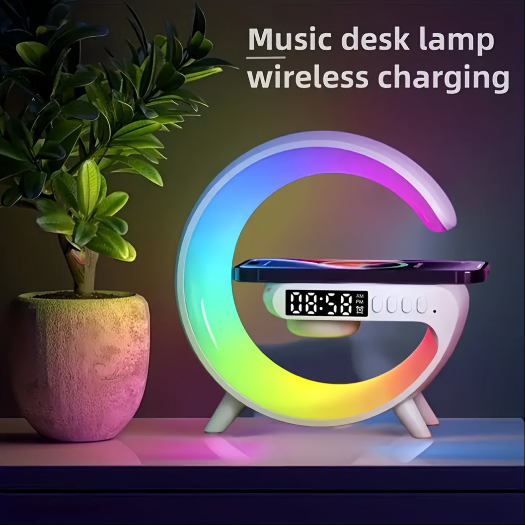 Kouzone Wireless Speaker with Ambient Light, Wireless Charging Pad, and Music Sync for smartphones.