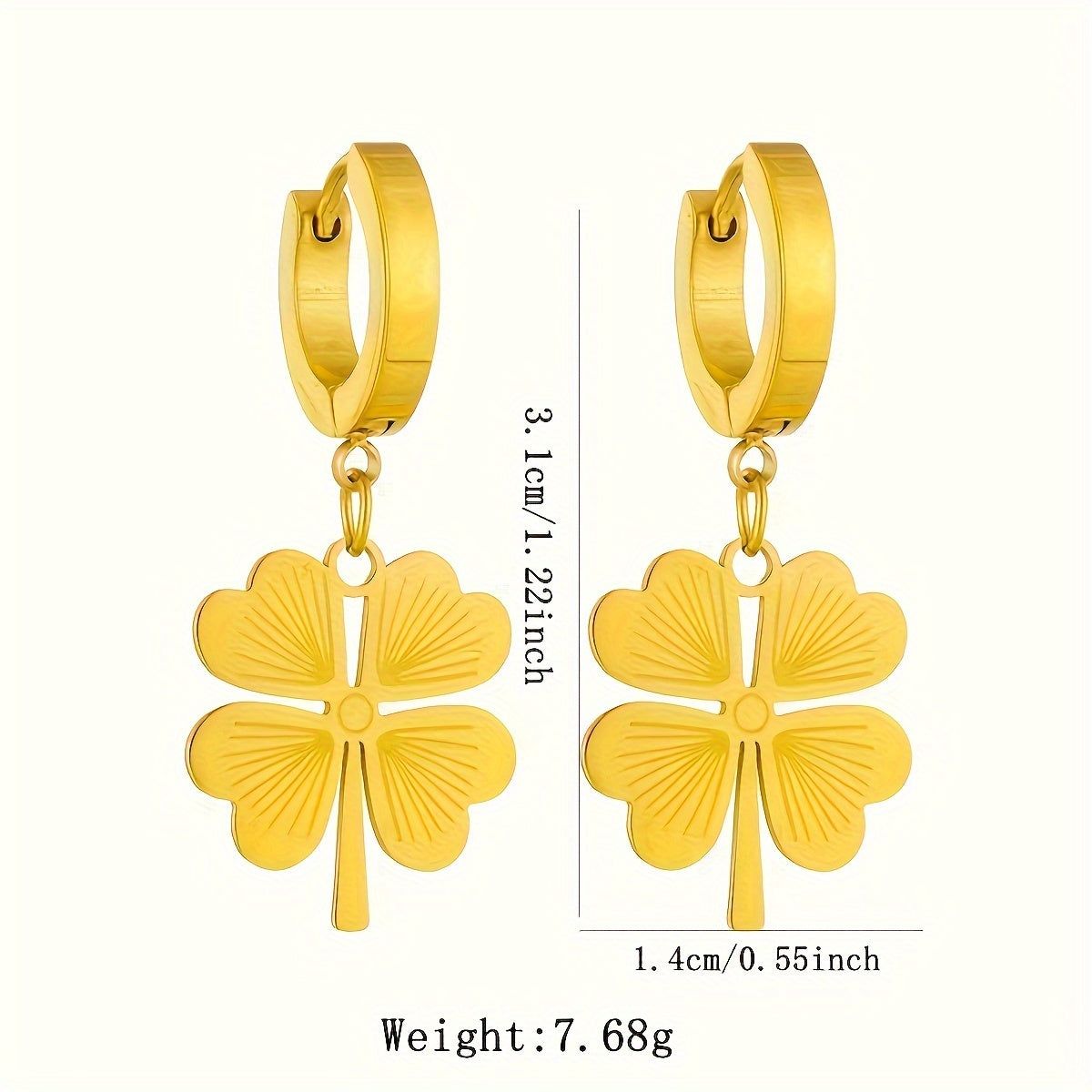 Exquisite 3-Piece Clover Jewelry Set crafted for Women - featuring an 18K Golden Plated Stainless Steel Necklace and Earrings, with a Stylish No-Stone Design, Ideal for Everyday Use and Gift-Giving