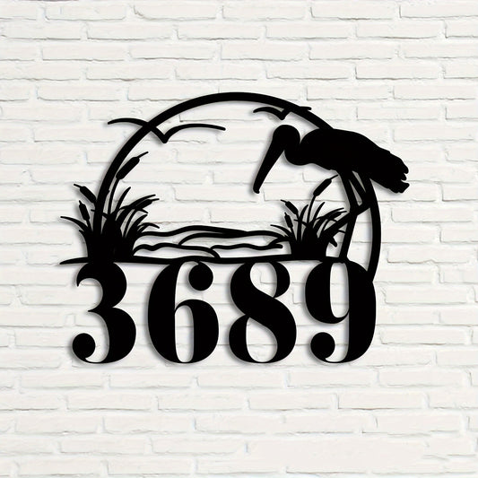 Customizable Stork Baby Birth Announcement Yard Sign - Personalized with House Number & Address, Durable Metal Decor for Outdoor Use