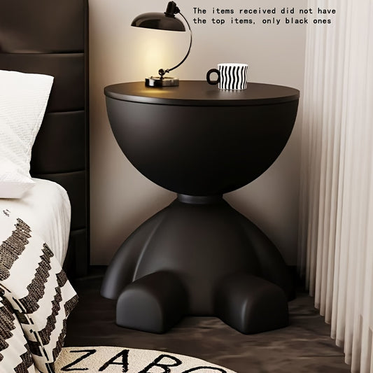 Modern bear-shaped plastic nightstand in white, easy assembly for living room and bedroom storage.