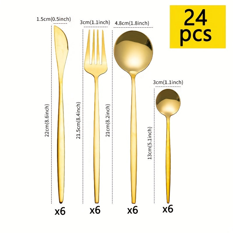 24-piece stainless steel cutlery set with Portuguese design for Western dining.