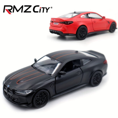 RMZ City 1:36 o'lchamdagi alyuminiy BMW M4 CSL sport avtomobili modeli - tortish harakati, qo'lda boshqarish, qizil va qora variantlar bilan die-cast to'plovchi o'yinchoq - avtomobillarni sevuvchi bolalar uchun mukammal tug'ilgan kun sovg'asi