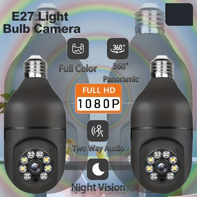 Get your hands on the 1PC 1080P Light Bulb Security Camera, perfect for home wifi security. With night vision and 355-degree pan/tilt panoramic views, this surveillance camera also supports two-way audio. Makes a great gift for Christmas, Halloween, or