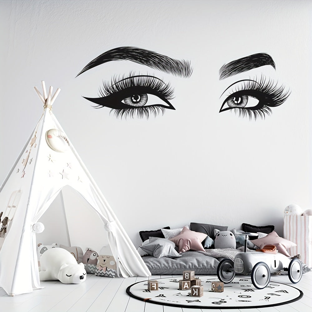 Creative wall sticker with beautiful eyelash pattern, perfect for decorating bedrooms, entryways, living rooms, porches, and more.