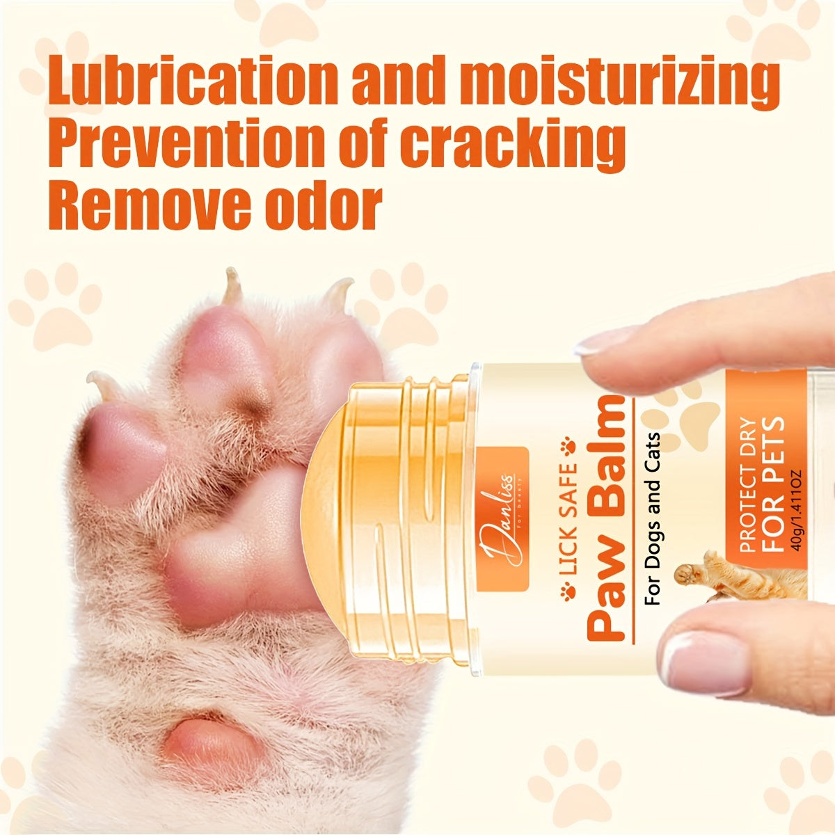 Danliss Lick Safe Paw Balm for Dogs & Cats - 40g moisturizer for dry paws & noses, in plastic container.