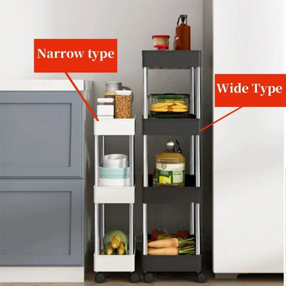 Rolling Storage Cart with Wheels, Perfect for Kitchen and Bathroom Organization - Space-Saving Multi-Tier Organizer, Easy Access Storage Rack, No Assembly Needed, Slim Design for Tight Spaces.