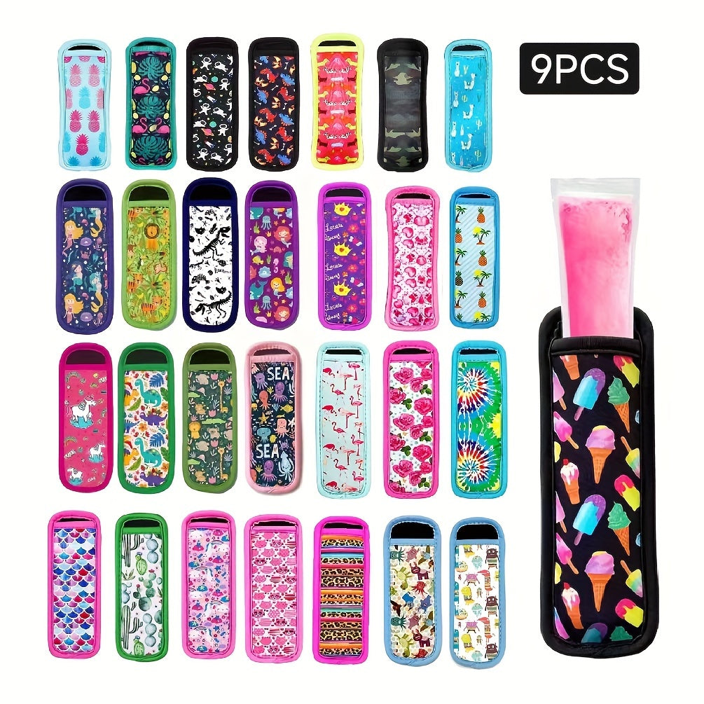 Neoprene Popsicle Holder Case - Washable, Reusable Ice Pop Sleeve Cover with Assorted Patterns, Non-Food Contact, Essential Kitchen and Dining Accessory