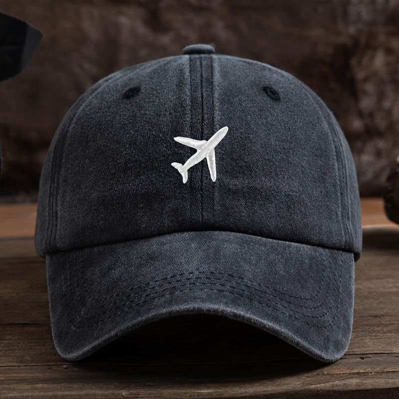 Airplane Embroidery Baseball Cap for outdoor activities, providing sun protection for mountaineering and fishing.