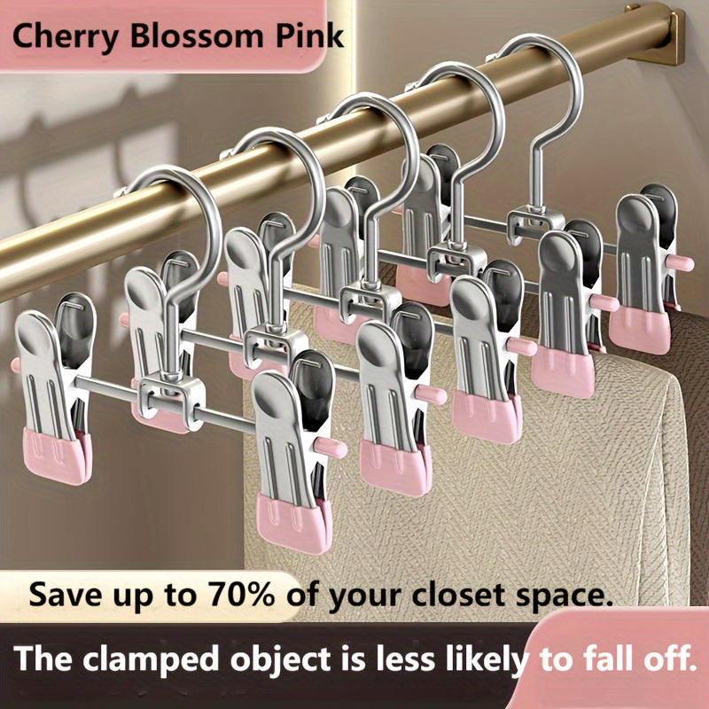 Set of 10 Stainless Steel Pant Hangers with Clips, Versatile Storage Rack for Pants, Skirts, Bras, Scarves, Underwear, Perfect for Bedroom, Balcony, Dorm, Kids' Clothes, Space-Saving Closet Organizer, Essential for Home Organization, Also Suitable for