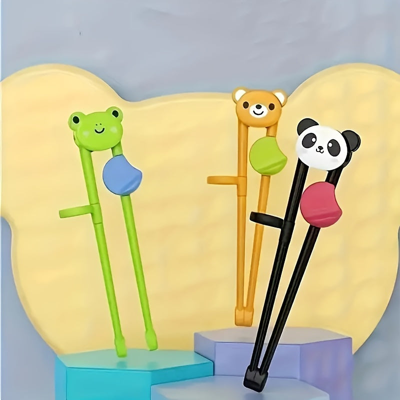 Training chopsticks for beginners, ideal for apartments, college dorms, and back-to-school. Featuring a cartoon and kawaii design.