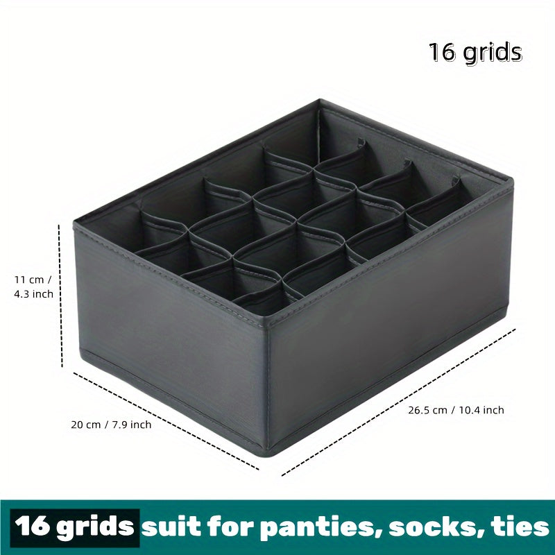 Foldable Multi-grid Underwear Drawer Organizer with Space-saving Design for Bras, Socks, and Clothes - Ideal for Wardrobe, Closet, Bedroom, Dorm or Home Storage