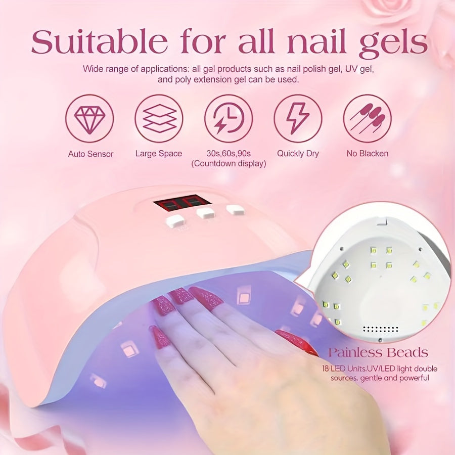 USB Nail Art Kit includes Gel Polish, Brushes & Accessories - Beginner-Friendly, No Battery Required