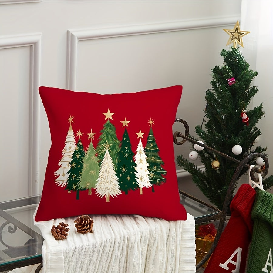 Christmas Tree Star Throw Pillow Covers - Choose Between 1 or 2 Pieces, Modern Design, Made of 100% Polyester, Featuring Zipper Closure, Easy to Clean in Washing Machine, Woven Fabric, Single Side Print, Available with or without Pillow Insert for Home