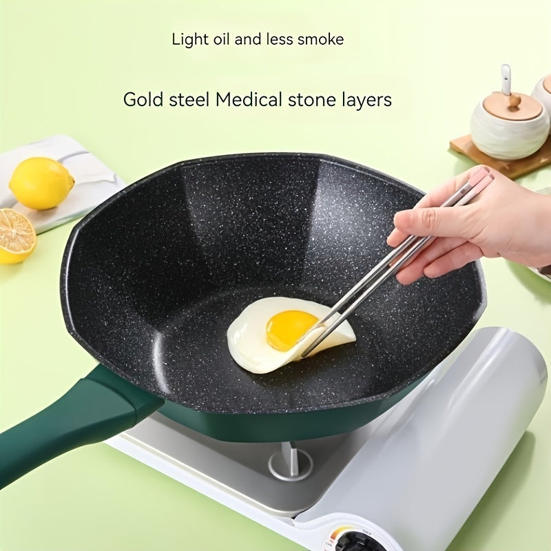 Maifan Stone Non-Stick Cast Iron Skillet - perfect for gas stove top and induction cooker. Versatile cookware including octagonal woks, stir-fry pans, griddles, chef's pans. PFOA free kitchen supplies and items.