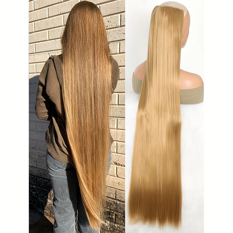 Women's 101.6cm Silky Straight Synthetic Clip-In Hair Extensions for Instant Volume & Length, Easy for All Users.