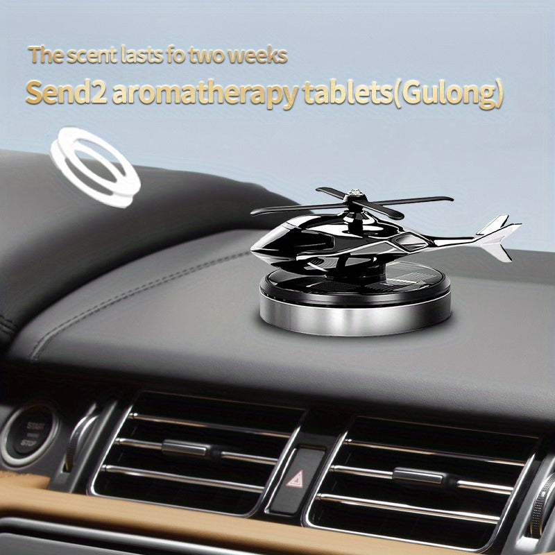 AAZRZRZ Solar-Powered Helicopter Car Air Freshener: Rotating, Subtle Scent, Compatible with Multiple Models