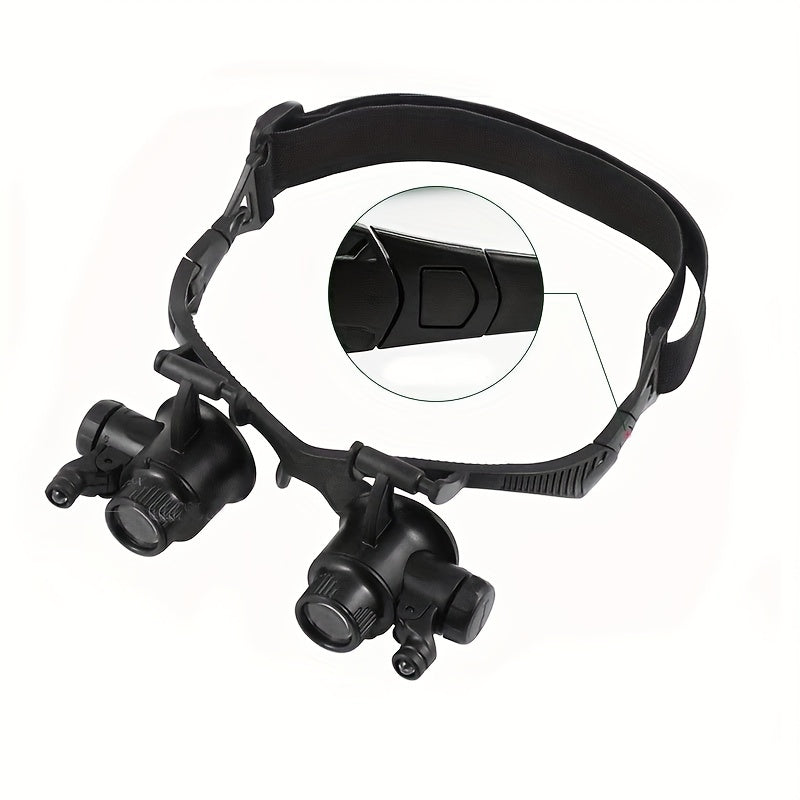 Wearable LED Jewelry Magnifying Glass with Four High-Power Lenses for Watch Repair.