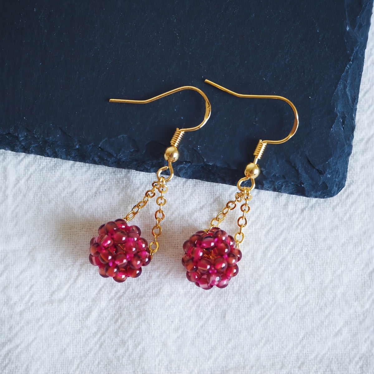 Hand-crafted Natural Garnet Earrings, Exquisite and Stylish Jewelry for Women. Perfect Gift for Birthdays, New Year, Christmas and Thanksgiving. Comes in a Gift Box.