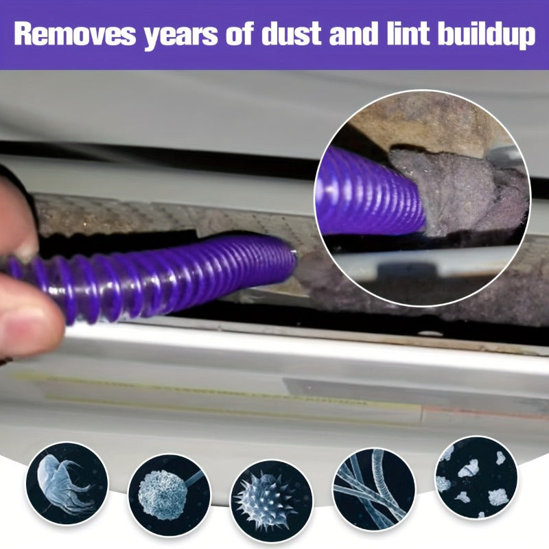 Lint remover and vacuum hose attachment kit includes 2 pieces for cleaning dryer vents. Compatible with Dyson V15, V12, V11, V10, V8, and V7 models. Made of durable purple plastic.