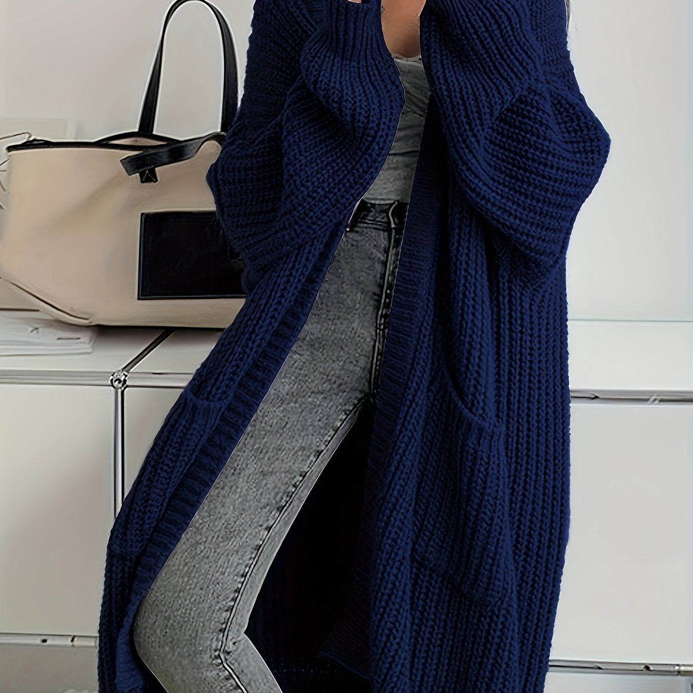 Casual, long sleeve open front cardigan for women.