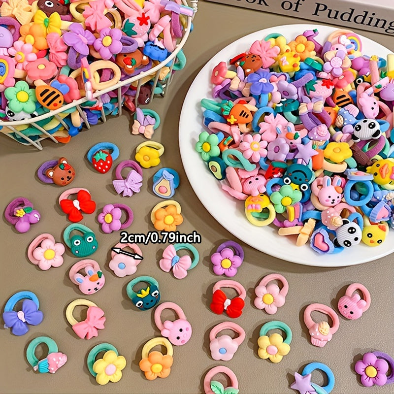 50/80/120 Sets of children's hair rings with assorted designs, suitable for toddlers.